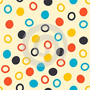 Mid century fifties circles seamless vector pattern.