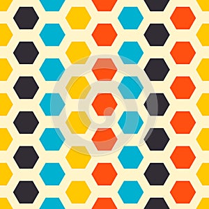 Mid century fifties hexagon retro seamless vector pattern