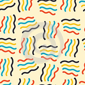 Mid century fifties wavy retro seamless vector pattern.