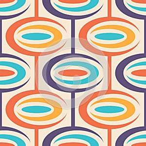 Mid-century modern art vector background. Abstract geometric seamless pattern. Decorative ornament in retro vintage design style