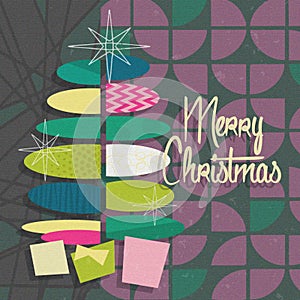 Mid Century Modern Christmas Card Party Invitation Gray Purple