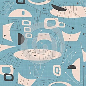 Mid century modern fabric background Blue