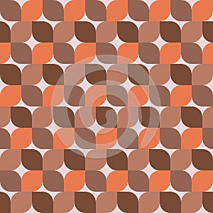 Mid century modern geometric leaves seamless pattern in brown , orange and beige.