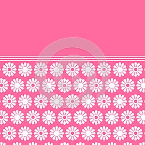 Mid Century Modern Pink And White Cute Daisy Flowers Pattern