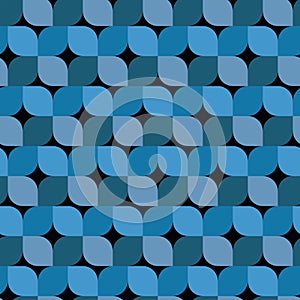 Mid century modern seamless pattern in blue, gray and turquoise.