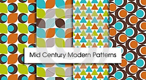 Mid century modern seamless patterns for textile design