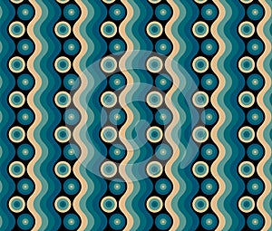 Mid Century Modern Seventies Style Green And Beige Retro Pattern