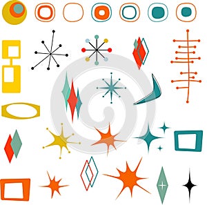 Mid Century Modern Shapes Retro Icons Vector Bundle Clip Art MCM