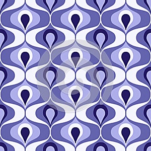 Very Peri ogee ovals retro pattern vector