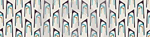 Mid Century Modern Vector Vintage Banner Background. Architectural Archway Trend Shape Pattern Edging. Seamless 1970s Style Retro