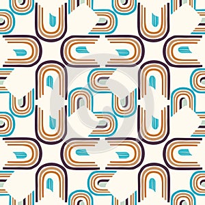 Mid Century Modern Vintage Pattern Background. Architectural Archway Trend Shape. Seamless 1970s StyleR etro Fabric Geometric photo