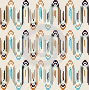 Mid Century Modern Vintage Pattern Background. Wave Stripe Masculine Graphic Design. Seamless Wavy 1960s Style Retro Geometric