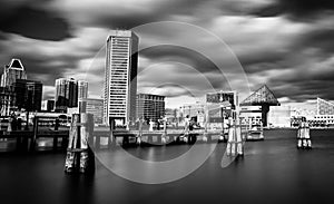 Mid-day long exposure of the Baltimore Inner Harbor Skyline