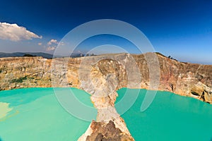 Mid day view Gunung Kelimutu on Flores, Indonesia.