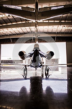 Mid Size jet Turbine in Hangar