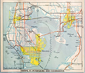 Mid Twentieth Century Map of Tampa