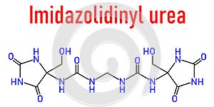 midazolidinyl urea antimicrobial preservative molecule (formaldehyde releaser). Skeletal formula.