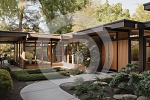 midcentury modern home with exterior and interior renovations, including new windows and doors