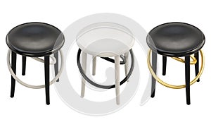 Midcentury steam-bent wooden bar stools. 3d render