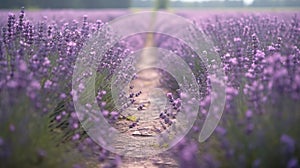 Midday Lavender Fields in Full Bloom