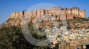 Midday light on the Mehrangarh Mehran Fort, Jodhpur, Rajasthan, India