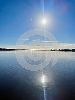 Midday sun reflecting off the ocean