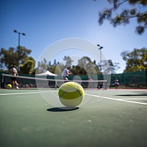 Midday Tennis: A Ball Awaits on the Court