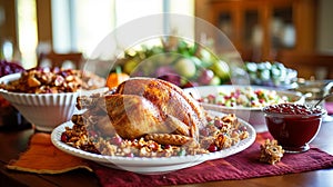 Midday Thanksgiving Feast with Roasted Turkey and Sides