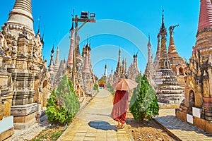 Midday walk in Kakku Pagodas, Myanmar