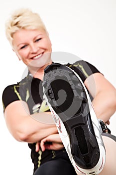 Middelaged woman having fun