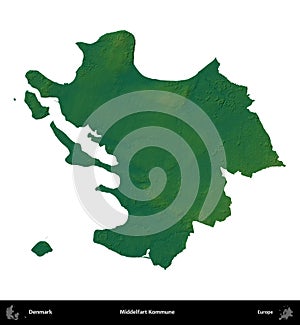 Middelfart Kommune, Denmark, isolated on white. Physical