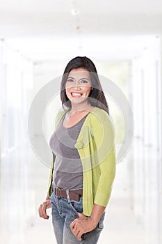 Middle age Asian woman smiling