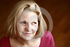 Middle age blonde woman headshot