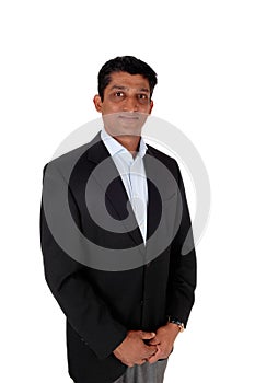 Middle age business man in a dark suit jacket