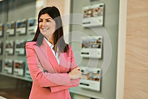 Middle age business woman working as real estate agent