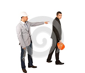 Middle Age Engineer Pointing His Co-Engineer