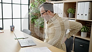 Middle age man business worker suffering for backache at office