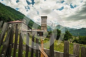 Middle Age mountain village in Caucasus.