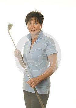 Middle age senior woman athlete golf club