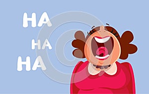 Middle Age Woman Laughing out Loud Vector Cartoon Illustration