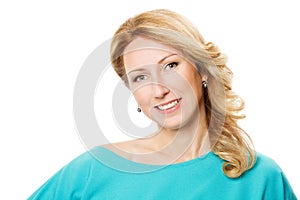 Middle age woman portrait on white background