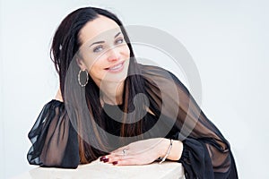 Middle age woman wear elegant accessorize lifestyle photo