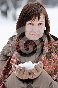 Middle age woman in winter