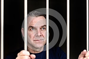 Middle aged blue eyed man incarcerated