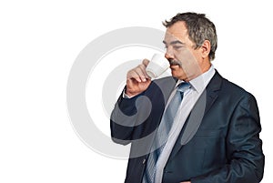 Middle aged business man drinking coffee