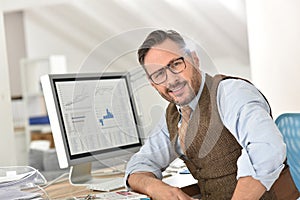 Middle-aged businessman with eyeglasses