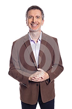 Middle Aged Businessman Looking Happy and Smiling
