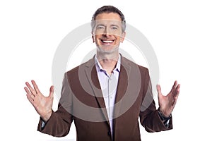 Middle Aged Businessman Looking Happy and Smiling
