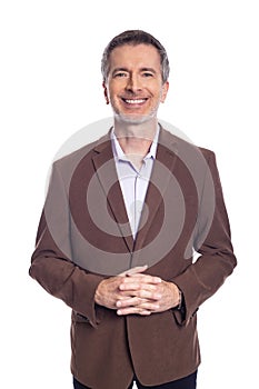 Middle Aged Businessman Looking Happy and Smiling