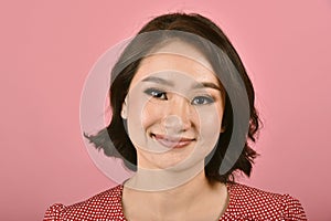 Middle aged confident smiling asian woman, Middle-aged adults have facial skin problem.